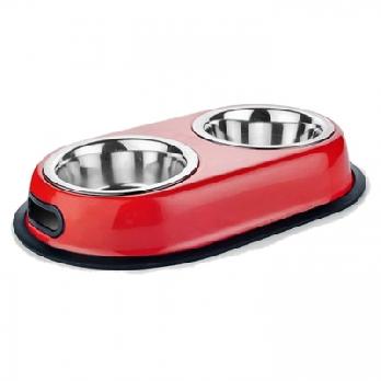 Pets Friend Stainless Steel Medium Dog Double Diner Bowl